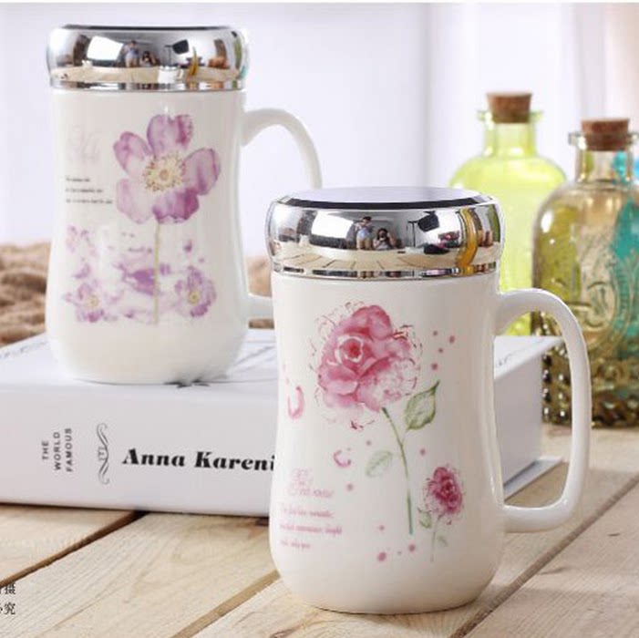 Ceramic mirror thermos cup Glass mirror cover with lid Ceramic cup Creative gift