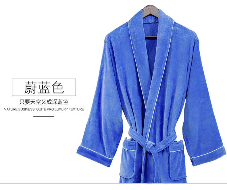 Pure Cotton Bathrobe Towel Material, Cut Velvet, Unisex Couple's Pajama Robe, Thickened for Spring, Autumn, and Winter, Five-Star Hotel Long Style, Highly Absorbent