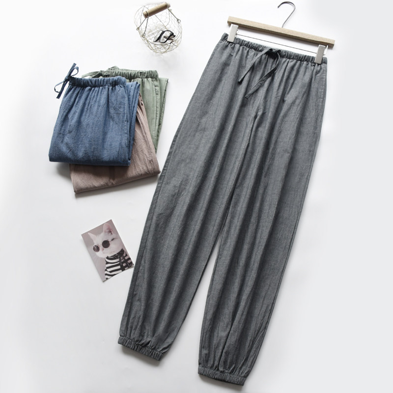 No Inprint Wind Sleeping Pants for men and women Spring autumn Summer pure cotton washed cotton fabric Thin Loose Closing Lovers Home Pants Trousers Long Pants