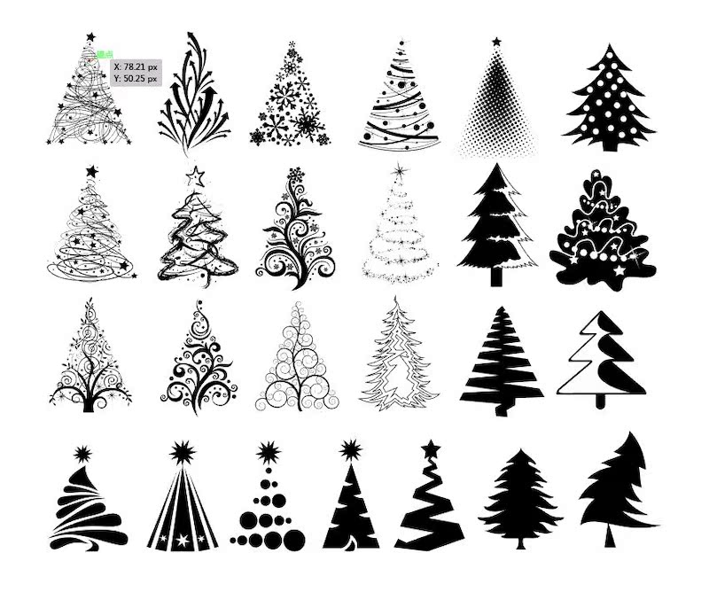 AI矢量剪影树木植物丨