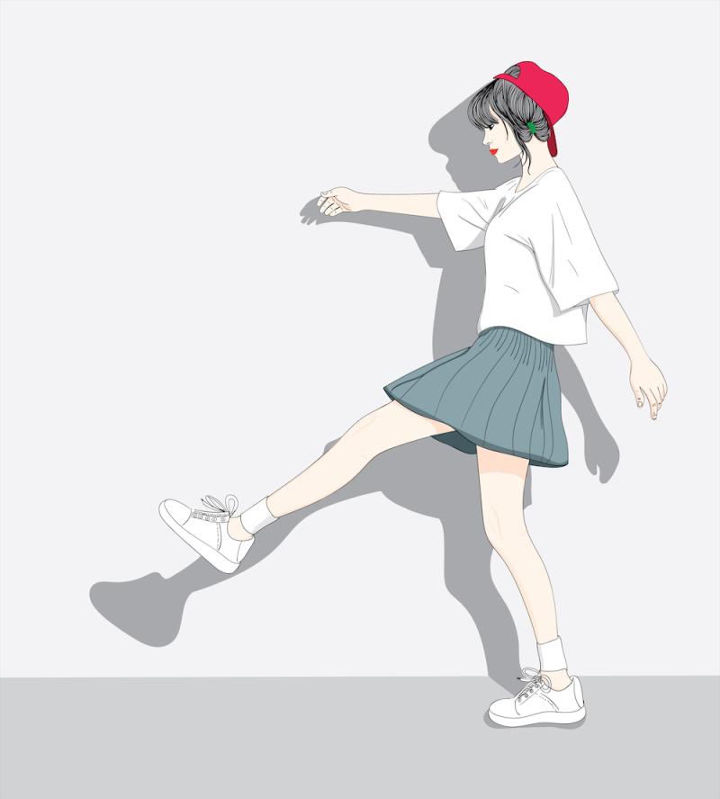 矢量手绘插画风时尚人物绘画procreate丨