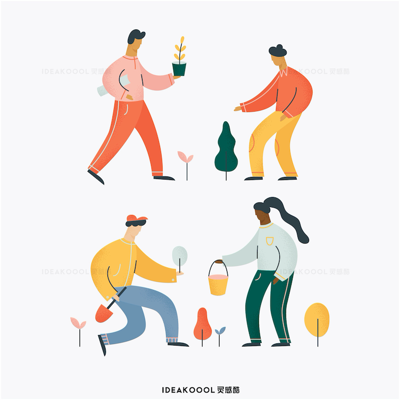 PNG免扣插画风抽象户外休闲人物丨