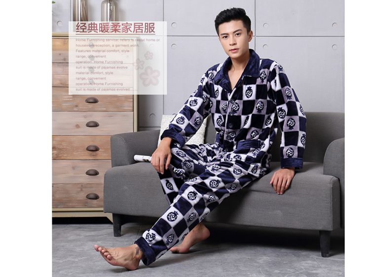 Mùa thu và mùa đông dày nhung đồ ngủ nhung nam XL phù hợp với flannel dài tay đồ ngủ tuổi teen nam