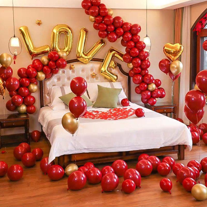 Red letter net red wedding balloon Wedding room decoration Creative romantic new house decoration Wedding supplies Daquan Bedroom new