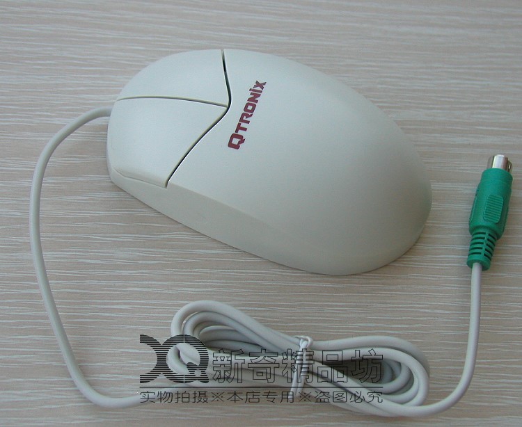 New Qtronix(QJU) double-key 2D mechanical ball mouse, PS 2 interface, suitable for collection