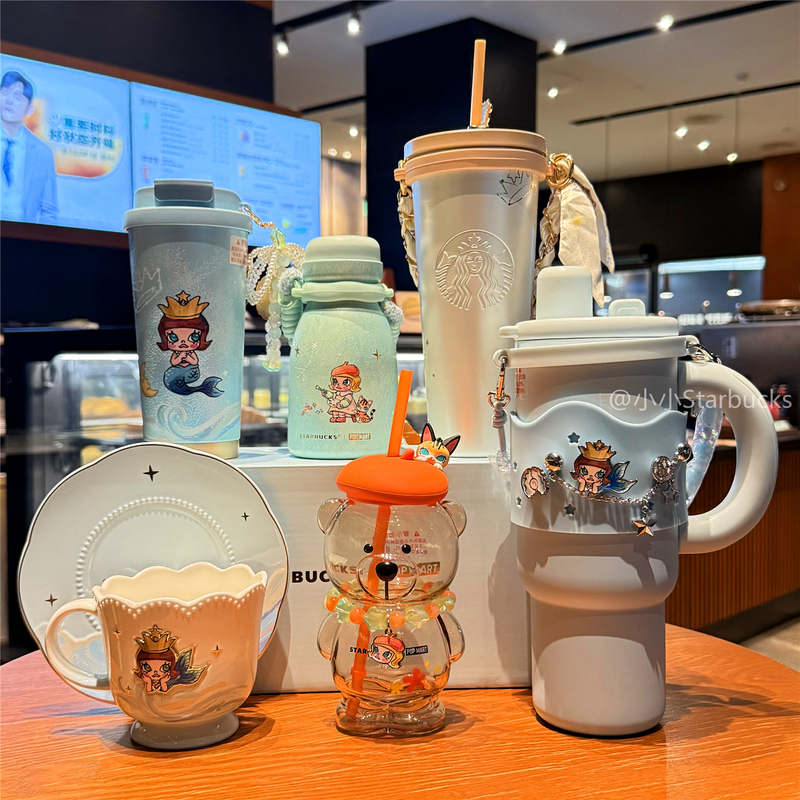 Starbucks Bubble Mart Molly Collaboration Soft Snow Star Dream Ocean Mug Glass Straw Insulated Travel Cup