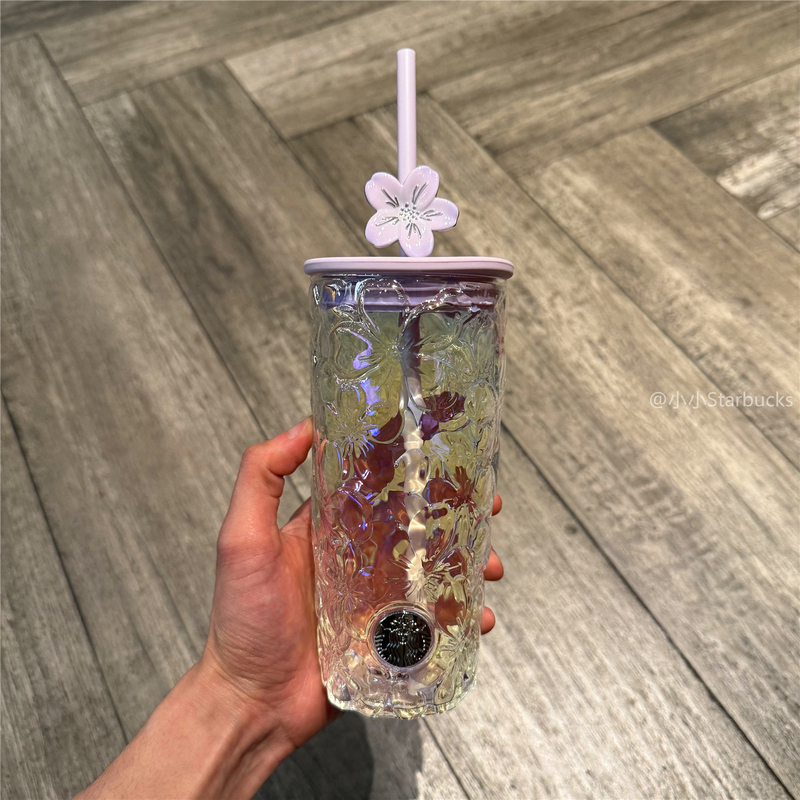 Starbucks Cup 2026 Evening Cherry Blossom Series Embossed Cherry Blossom Glass Straw Cup Coffee Cup with Straw Clip Starbucks Cup 2026 Evening Cherry Blossom Series Embossed Cherry Blossom Glass Straw Cup Coffee Cup with Straw Clip