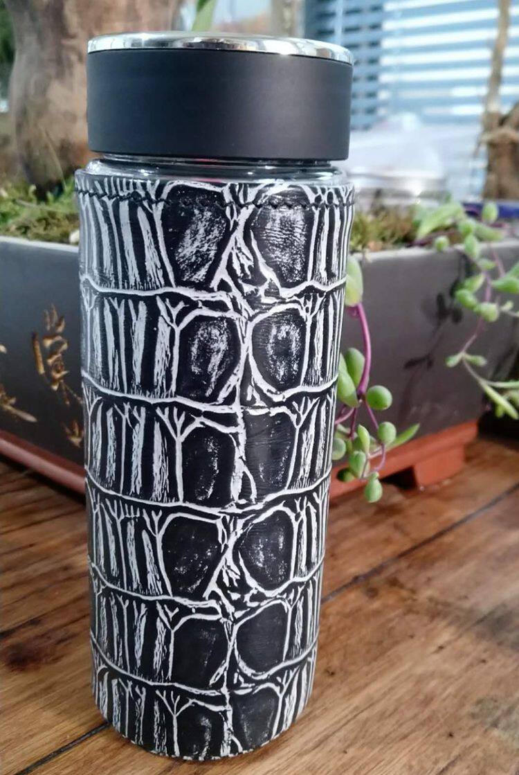 Water Cup Sleeve Custom Head Layer Cow Leather Pure Handmade Leather Jacket Insulated Cup Cover Glass Cup Cover Silver Cup Bag Titanium Cup Sleeve