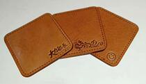 Artisanal Coffee Cup Cushion Head Layer Cow Leather Cup Cushion Double Stitched Wine Mat Bar Cocktail Mat Custom Logo
