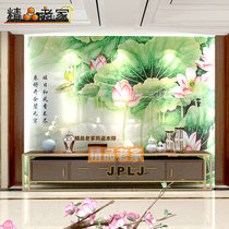 Customized carved tempered art decorative glass New Chinese classical home bedroom study TV background wall lotus flower