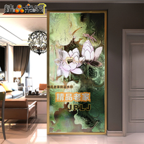 Customized carved tempered art decorative glass partition screen wall double-sided transparent American simple restaurant porch