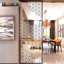 Custom Decorative Art Deco glass carved transparent frosted double-sided partition wall screen restaurant entrance aisle modern