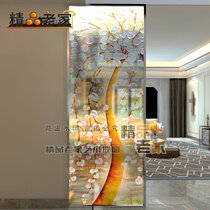 Customized art glass partition screen wall double-sided light-transmitting decoration modern simple living room entrance door fortune tree