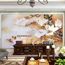 Customized modern minimalist European carved art glass entrance entrance restaurant living room decoration background wall Magnolia orchid