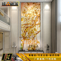 Carved decorative art tempered glass Modern simple European style entrance aisle sofa TV background wall 1325