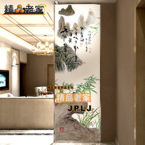 Custom frosted light transparent double-sided tempered decorative art decorative glass living room entrance study partition wall screen landscape painting