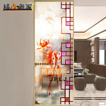 Customized Chinese classical carved frosted light transparent art glass double-sided partition wall screen living room porch Lotus