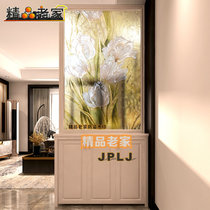 Customized transparent tempered double-sided art glass modern simple porch decorative Net red partition wall screen Tulip