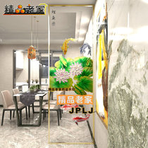 Carved transparent tempered decorative art decorative glass partition wall screen modern Chinese restaurant kitchen Lotus carp