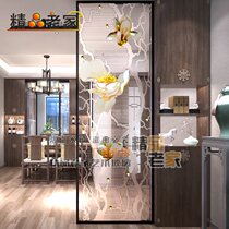 Customized carved tempered transparent Art decorative glass partition screen wall transparent double-sided modern Chinese porch