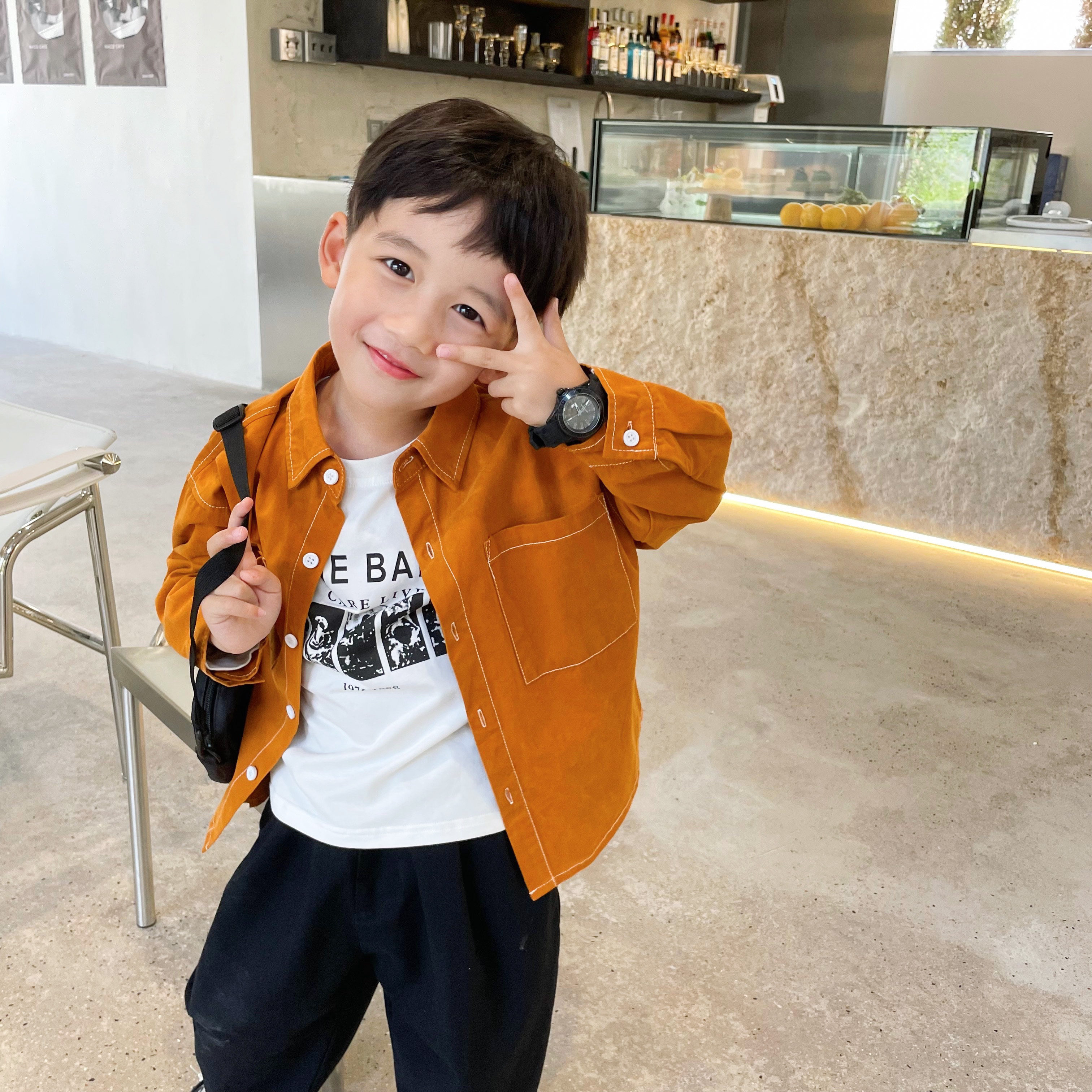 Boy Shirt Children Spring Clothing Jacket Male Baby Clothes Spring Autumn 2022 Spring New Children Blouses Child Clothing Tide