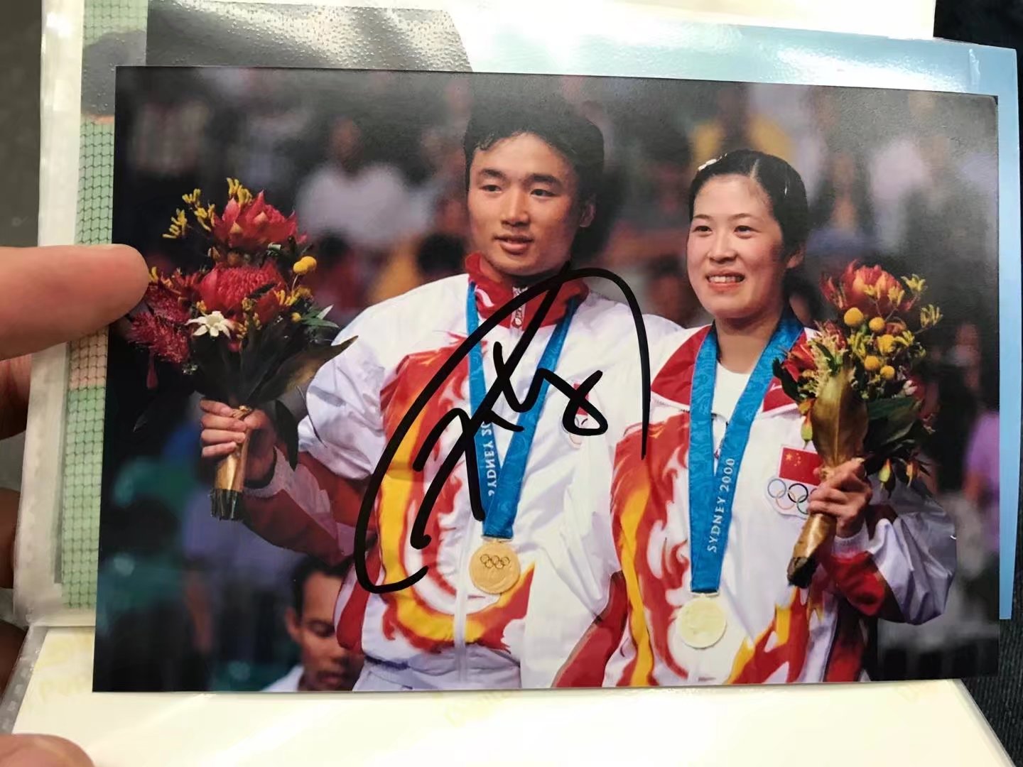 Zhang Jun badminton world champion's pro-pen signing photo (face signing)