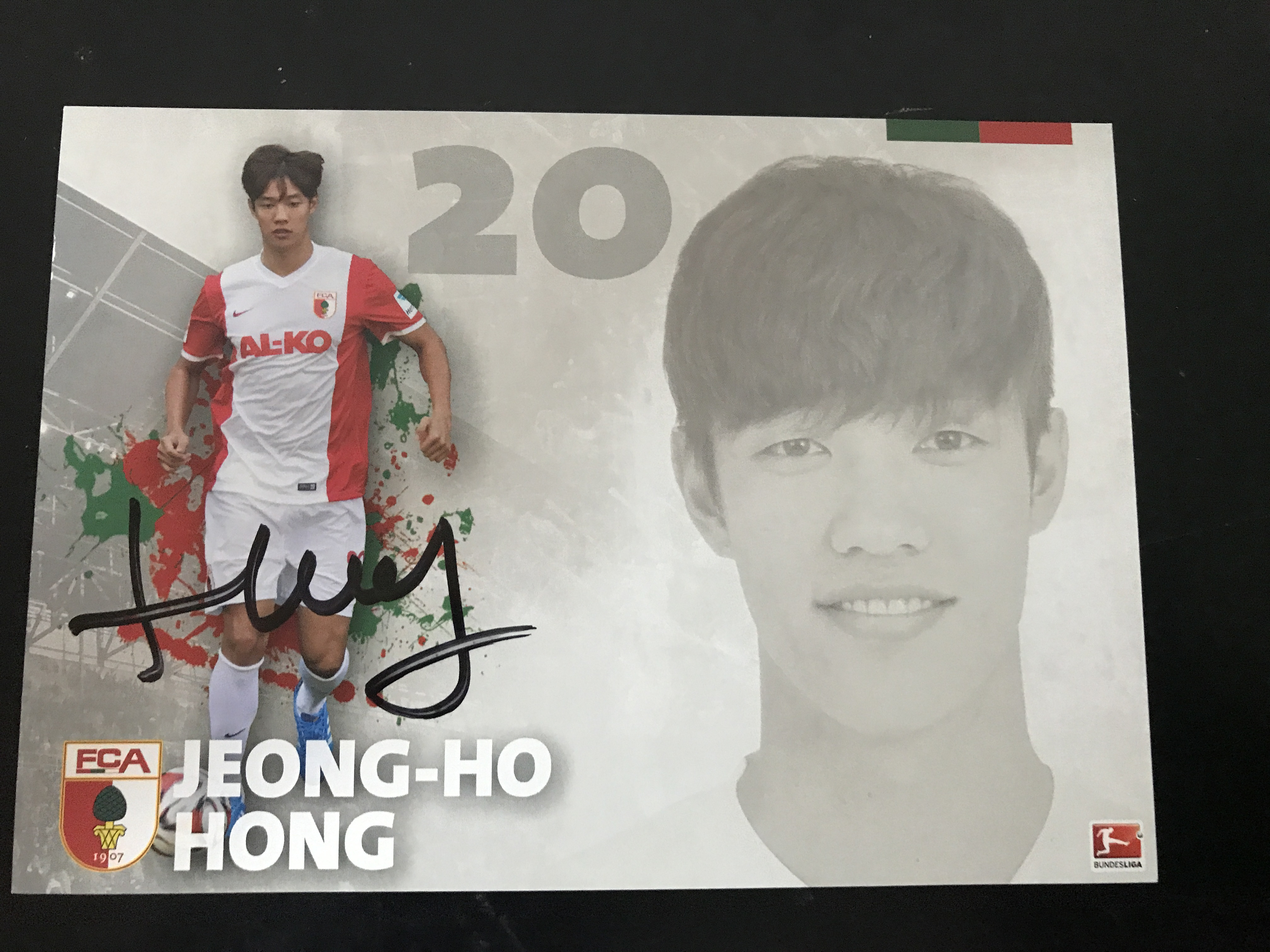 Hong Zhengka, official autograph card of Suning Augsburg, Jiangsu
