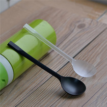 100 Disposable Individually Packaged Round Spoon Plastic Rice Spoon Black Spoon Fast Food Spoon Smoothie Spoon Soup Spoon