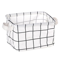 Cotton linen waterproof with lifting L hand containing basket Debris Storage Basket fabric Tabletop Cosmetic containing box containing basket