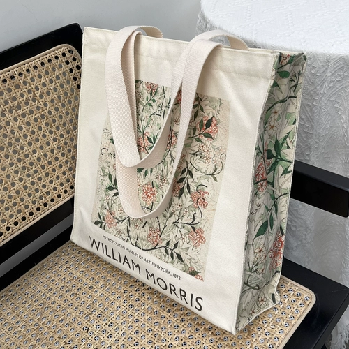 Холстовая женская сумка William Morris с художественной росписью на одно плечо, летняя сумка для студентов большой вместимости, сумка для ноутбука