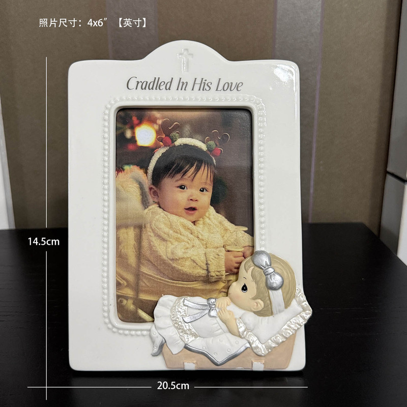 Free Shipping Export Surplus Precious Moments Water Drop Doll Ceramic Male and Female Baby Photo Frame Pendant Ornament
