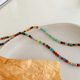 18K gold-plated natural colorful agate stone necklace female retro summer design sense ins beaded stacked collarbone chain advanced