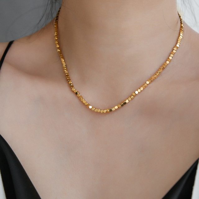 The same style in the gold shop ~ no fading high-end light luxury plated 18K gold broken silver necklace female collarbone chain necklace summer Tanabata