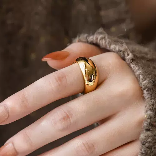 Дизайнерское глянцевое универсальное кольцо, не выцветает, европейский стиль, тренд сезона, на указательный палец