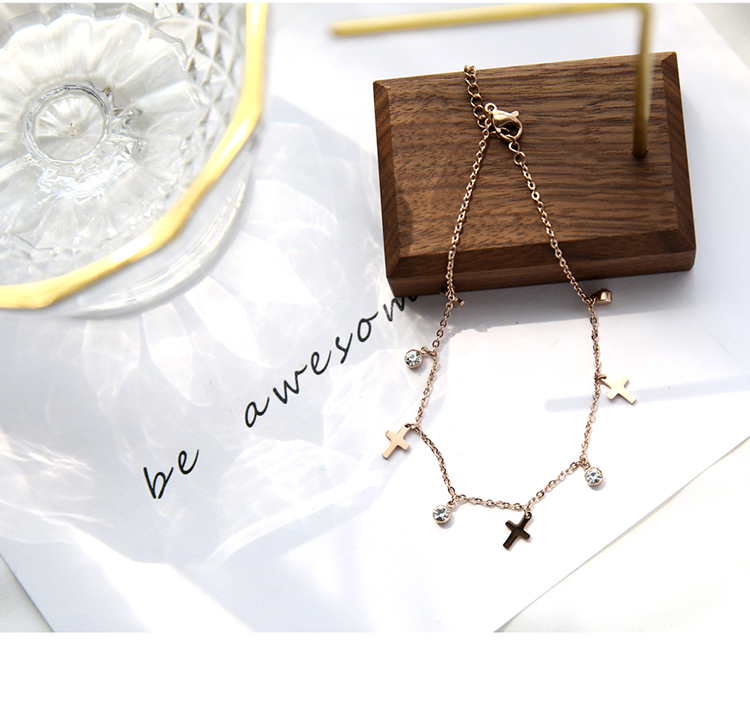 Hàn Quốc phiên bản vàng hồng 18K pha lê vòng chân thời trang khí chất đơn giản mật ong đỏ mật ong không phai lắc chân nữ bạc ta