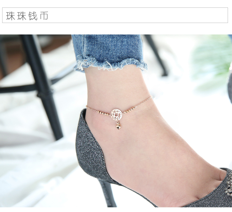 2018 Nhật Bản và Hàn Quốc thời trang rose gold vòng chân của phụ nữ cá tính đơn giản sinh viên hoang dã titanium đồ trang sức bằng thép phụ nữ không phai