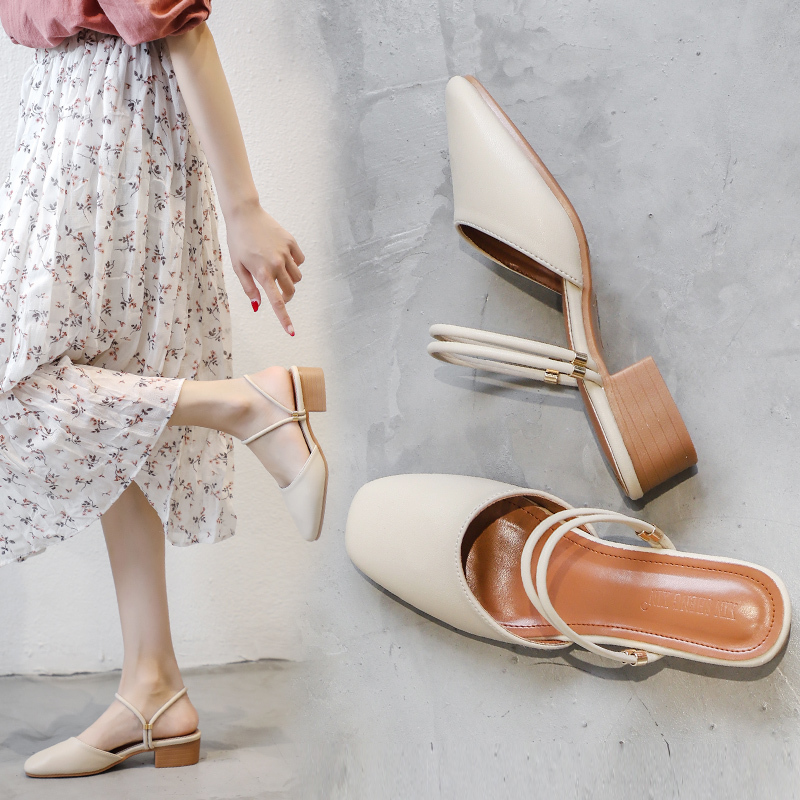 Two-Way Sandals 2026 New Style Women's Summer Outdoor Fashion Sandals for Women to Wear with Skirts, Closed-Toe Half-Slippers, Chunky Heel Sandals