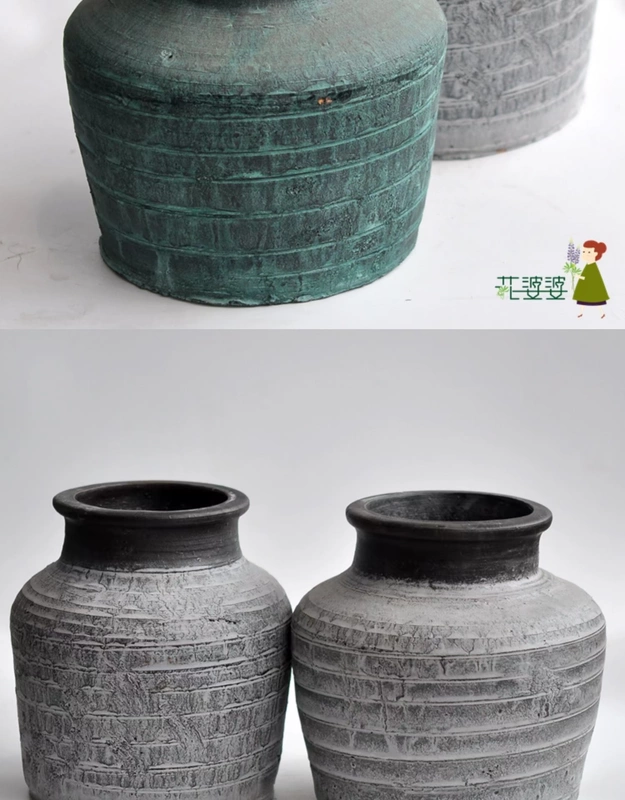 Hoa mẹ chồng làm hoa chậu sành điệu sê-ri 9 lọ hoa cũ retro hoa khô mọng nước cây xanh - Vase / Bồn hoa & Kệ