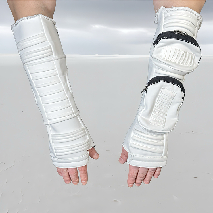 Chaunk Pioneer Dune Wasteland Style Pure Cotton Heavy Craft Cos Asymmetrical Three-Dimensional Pocket Hollow Half-Finger Sleeve Unisex