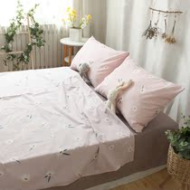 Four-piece full cotton 1 8M m bed linen quilt cover quilt cover simple double naked sleeping water washing cotton powder flower