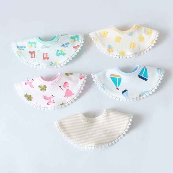 2pcs 360 Degree Rotating Flower Baby Adjustable Baby Pure Cotton Petal Kids Bibs Lace Bibs