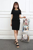 Fat plus size female 200kg fat mm overalls professional short-sleeved dress summer dress OL fat sister