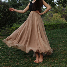 品质款2018夏季雪纺长裙双层半身裙