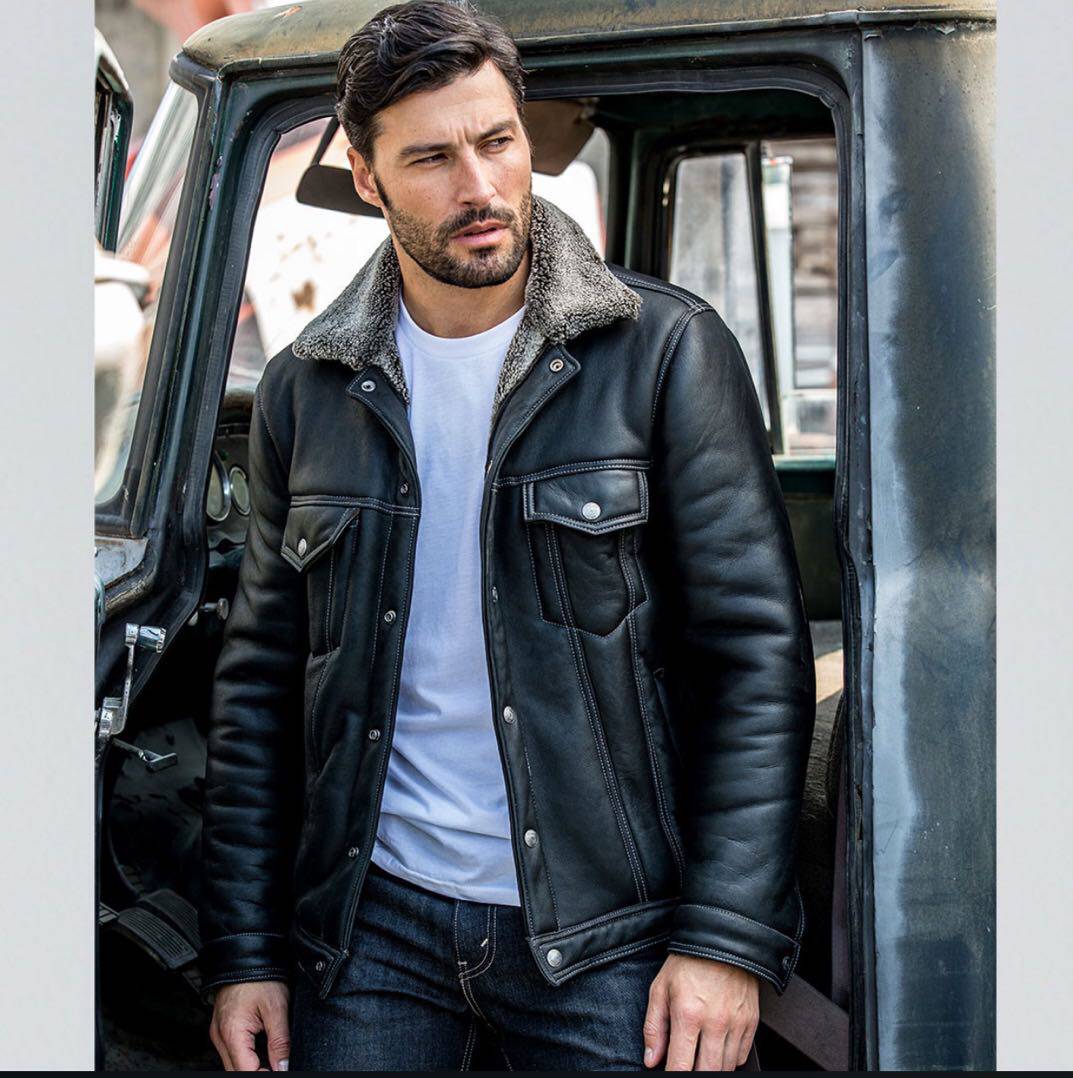 Shenyang Normandy Cockpit Merit Midnight Truck Driver Fur Integrated Real Leather Jacket Turd Collar Casual