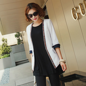 Korean version of Korean version 2019 Spring Summer Short coat OL Temperament Repair Water Drill Midsleeve Suit Jacket
