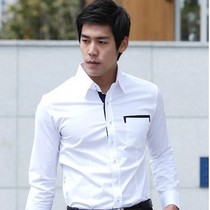 Mens clothing sashimi white long sleeves twill shirt mens anti-wrinkle and burn-free linchings South Korea Imports 9