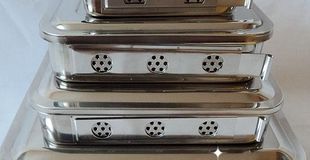 三孔不锈钢消毒盒8寸9寸11.5寸 消毒饭盒有盖方盘 金属消毒器械盘