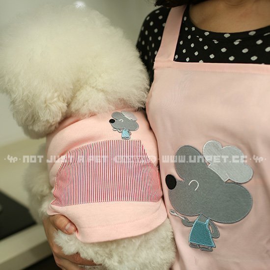 Pet parent-child paragraph Unipet Dependents Teddy Pooch Pink Cotton Vest Home Conserved Parents' Apron-Taobao