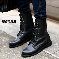 Những người yêu thích mùa đông giày da cotton giày quân đội xu hướng Anh khởi động xe máy cỡ nhỏ nữ Martin ủng cao để giúp giày boot nam - Giày ống giầy lười