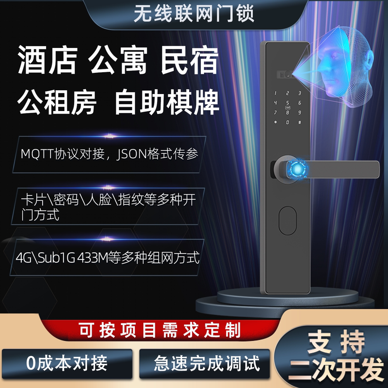 Mqtt Protocol Sub1G433 Smart Door Lock Supports Secondary Development of Electronic Locks, Facial Recognition, Fingerprint, Card Swipe, and Password Locks